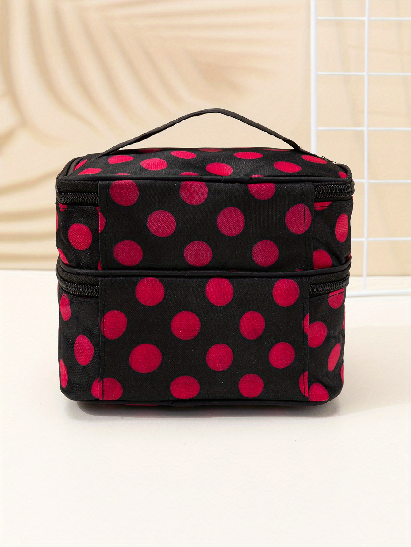 Colorful Quilted Cosmetic Bag, Portable Toiletry Wash Pouch, Zipper Clutch Makeup  Bag With Heart Pattern - Temu