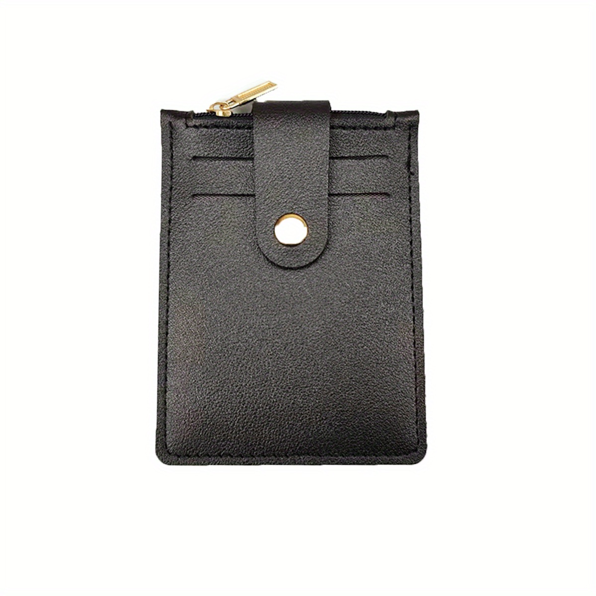 Men's Card Holder Zipper Coin Purse Snap Button Card Bag