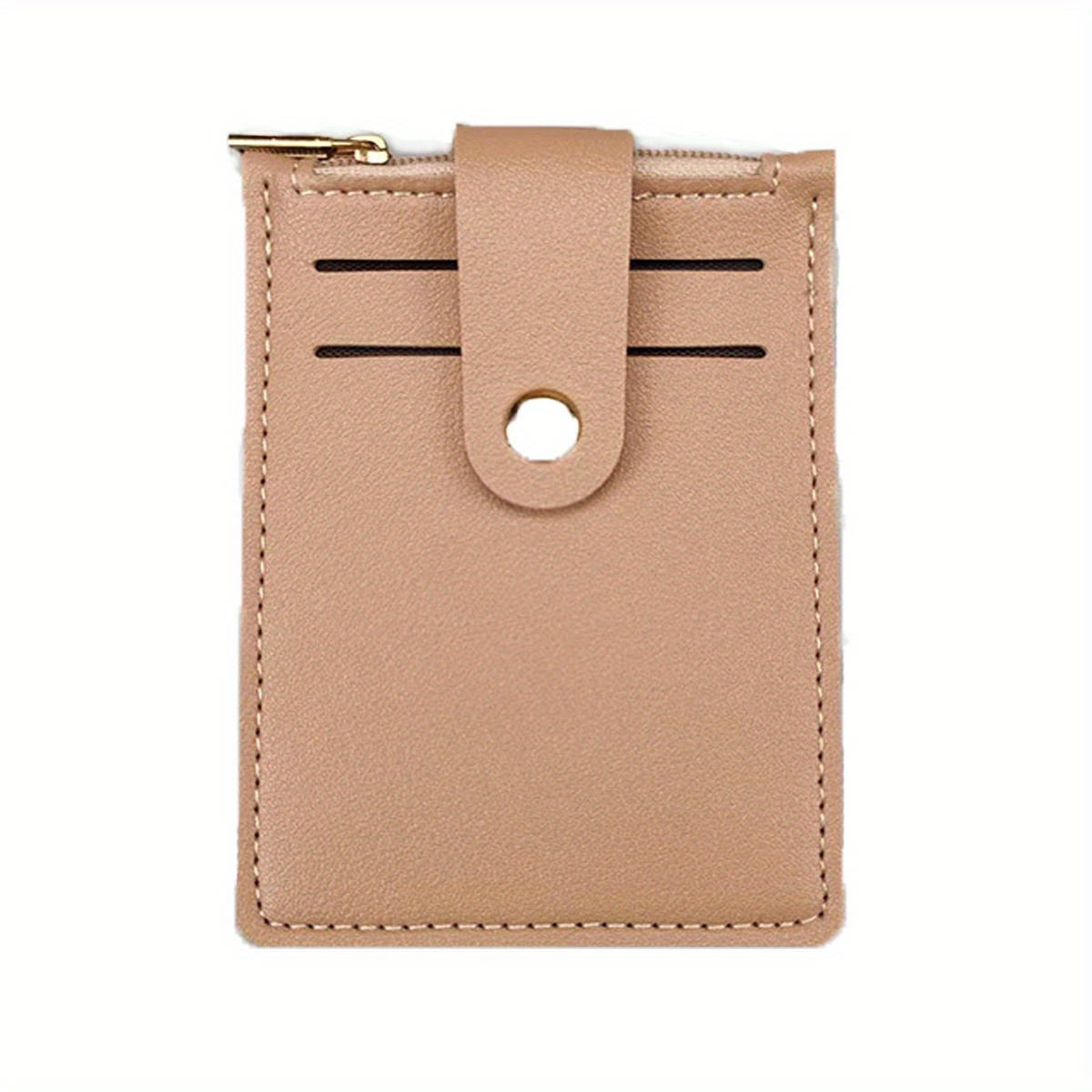 Men's Card Holder Zipper Coin Purse Snap Button Card Bag