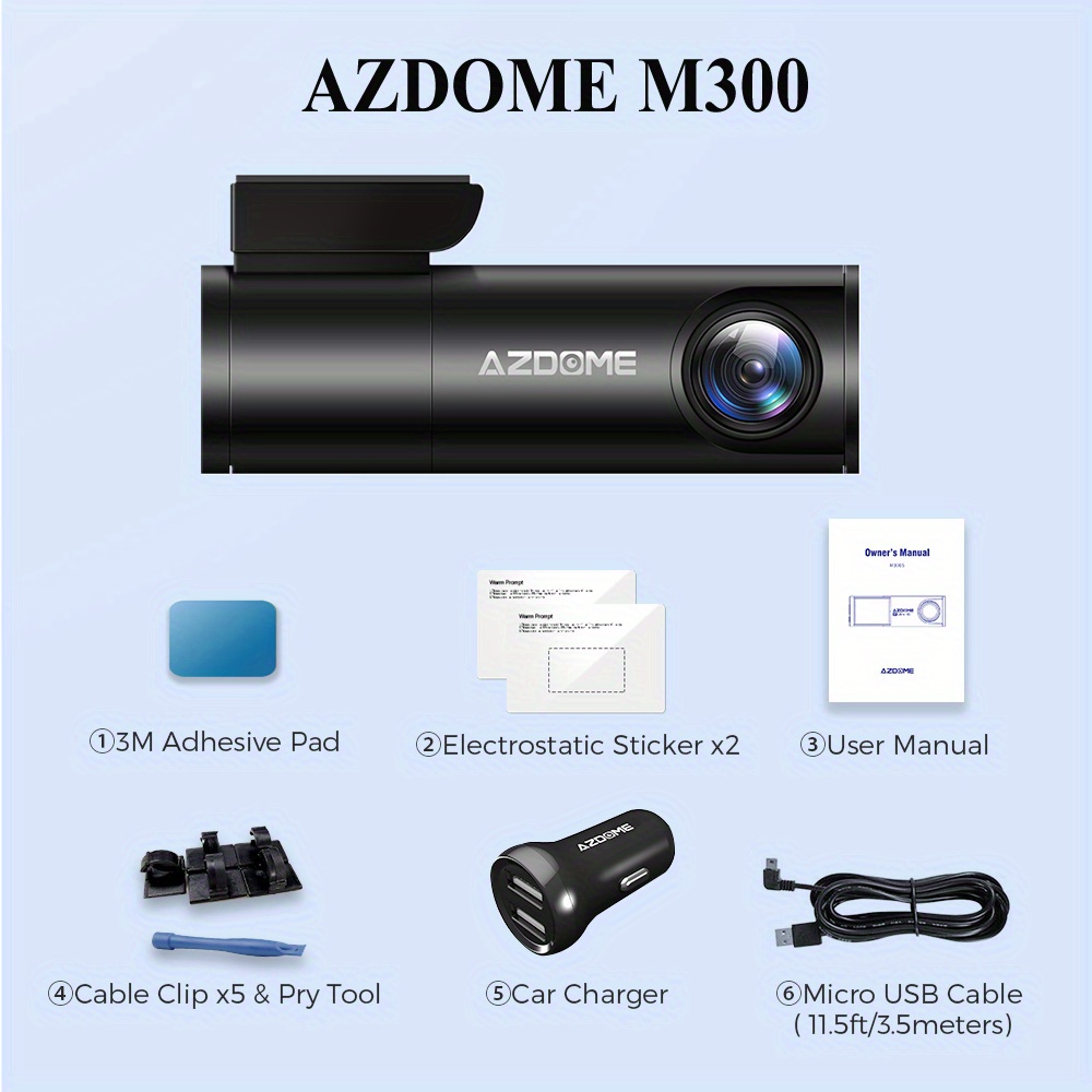 Azdome M300 1296p Car Dash Cam App Control English Voice - Temu