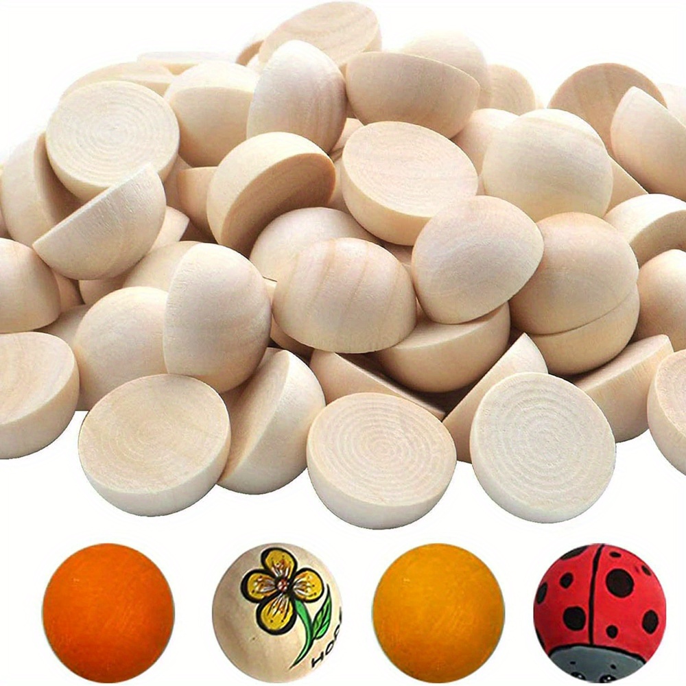 Half Wooden Beads for Crafts, 320 Pieces Split 12mm/15 mm/20 mm/25