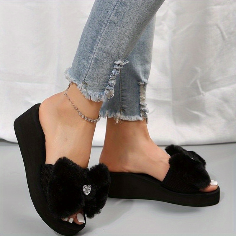 Fuzzy discount black sandals