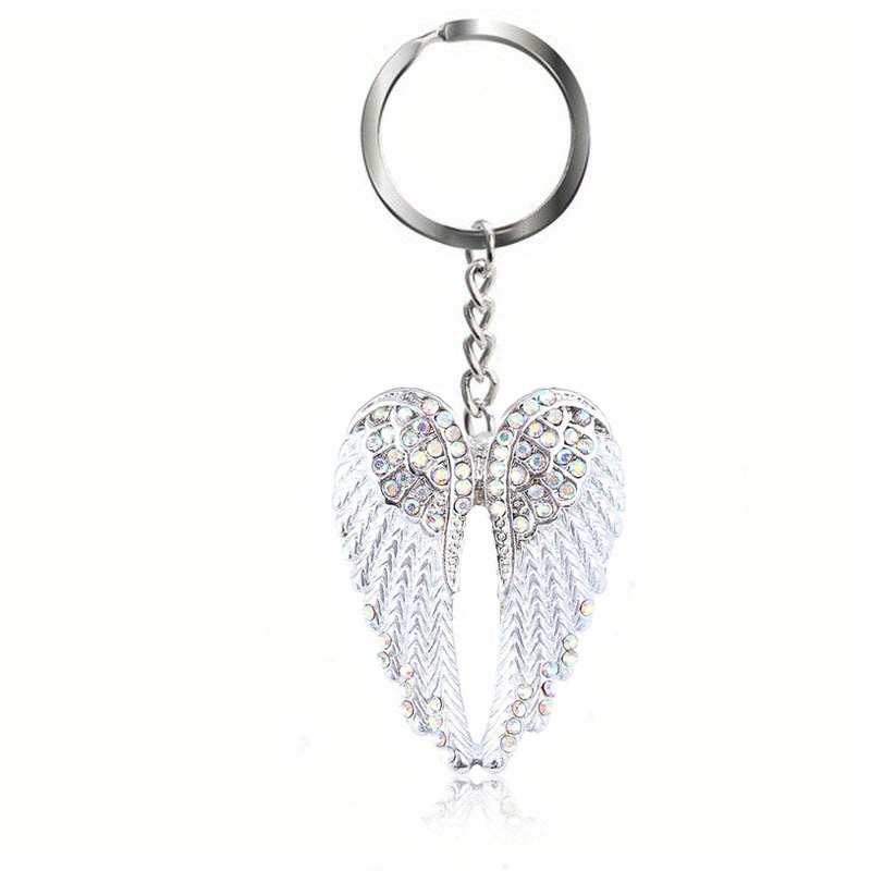 NEW VICTORIA'S SECRET BLING KEYCHAIN HAT BOX HEART ANGEL WINGS GOLD COLORED
