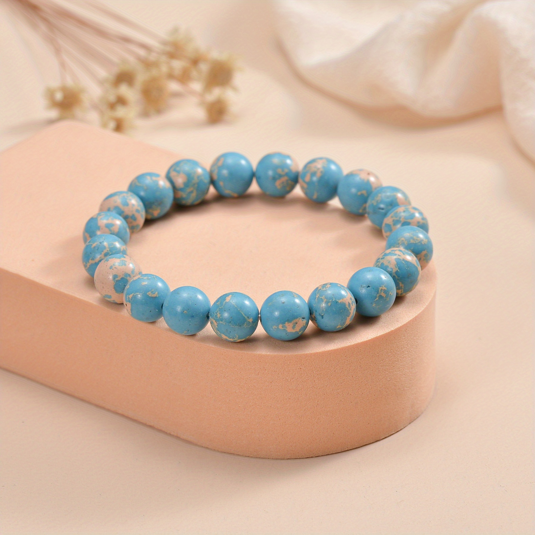 Naranpeer Turquoise Natural Stone Stretch Bracelet Healing Bead