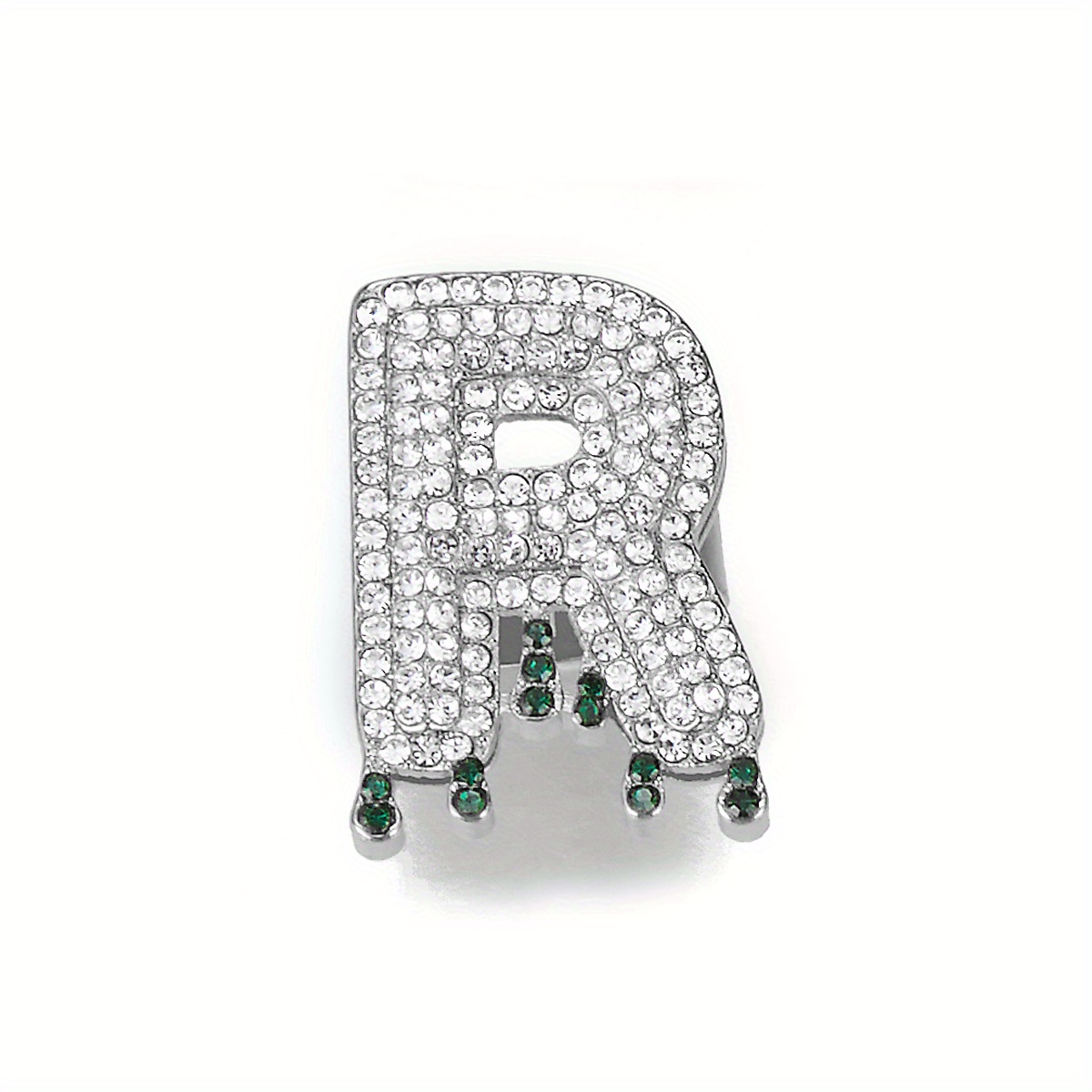 Ring Mit Buchstaben „nz“ Grüner Tropfen zirkon ring Hip hop Temu Switzerland
