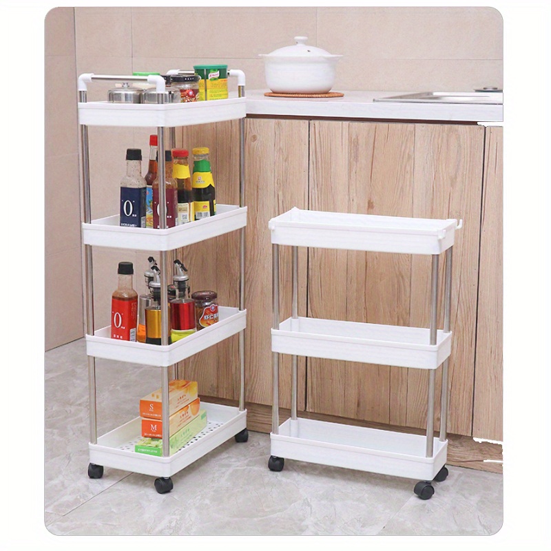 Slim Rolling Storage Cart 3 Tier Bathroom Organizer Mobile - Temu