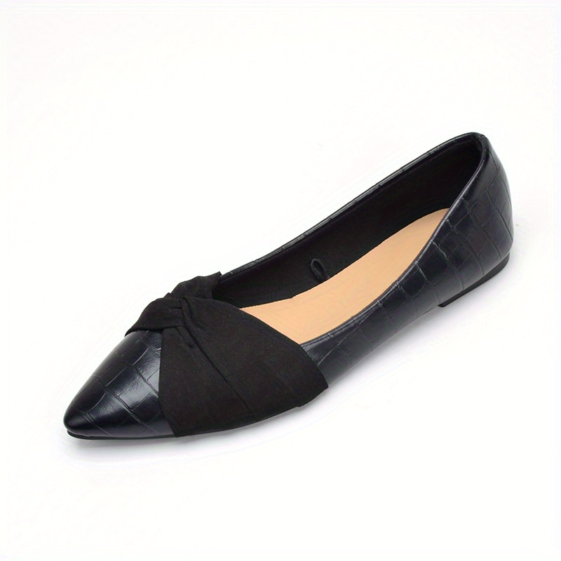 Women's Pointed Toe Bow Ballet Flats Slip On Shoes