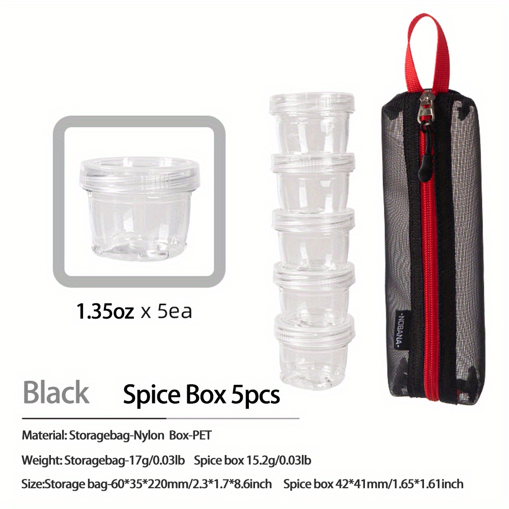 TEMU 5-piece Camping Spice Set: Portable Containers & Labels For Bbqs & - Plus Storage Bag!