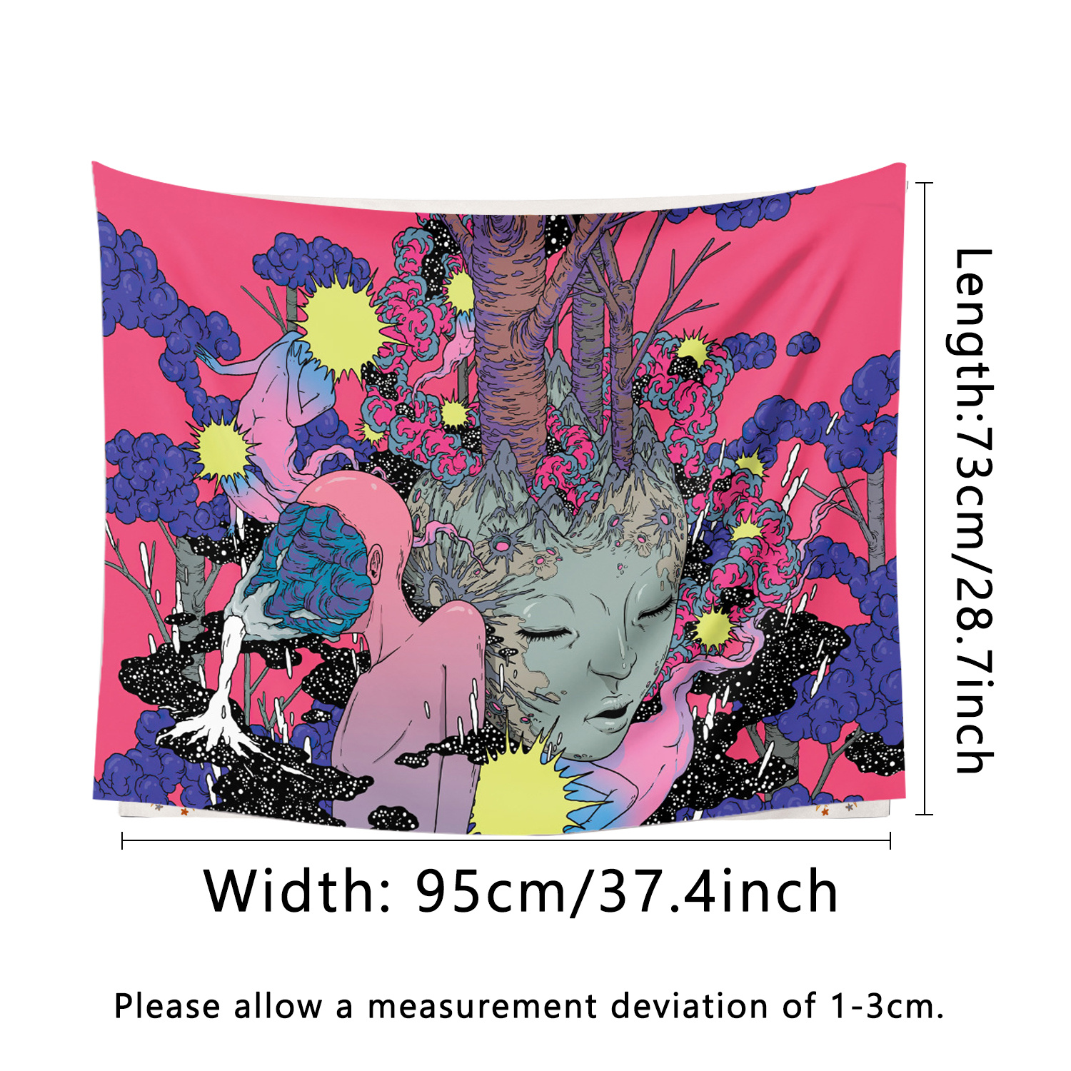 Psychedelic Pink Tapestry Hippie Polyester Wall Hanging - Temu Netherlands