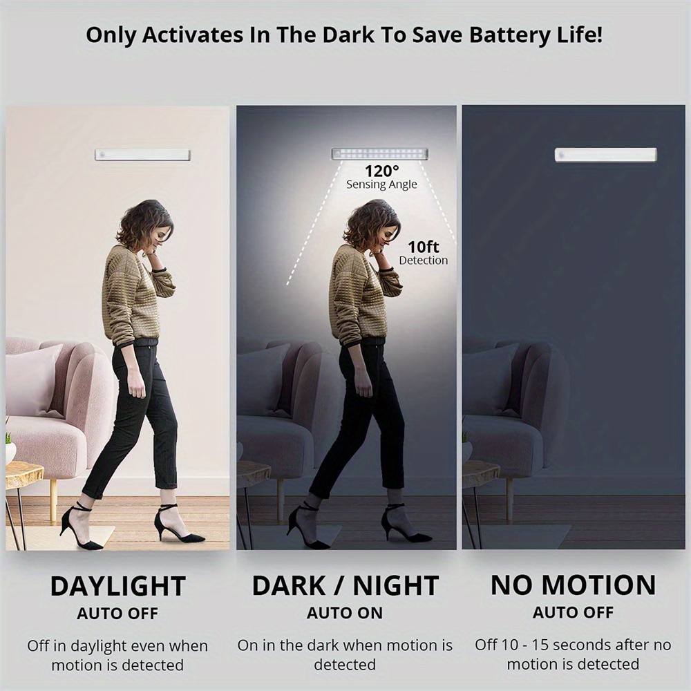 light up your home with 1pc motion sensor cabinet light usb rechargeable battery powered details 1