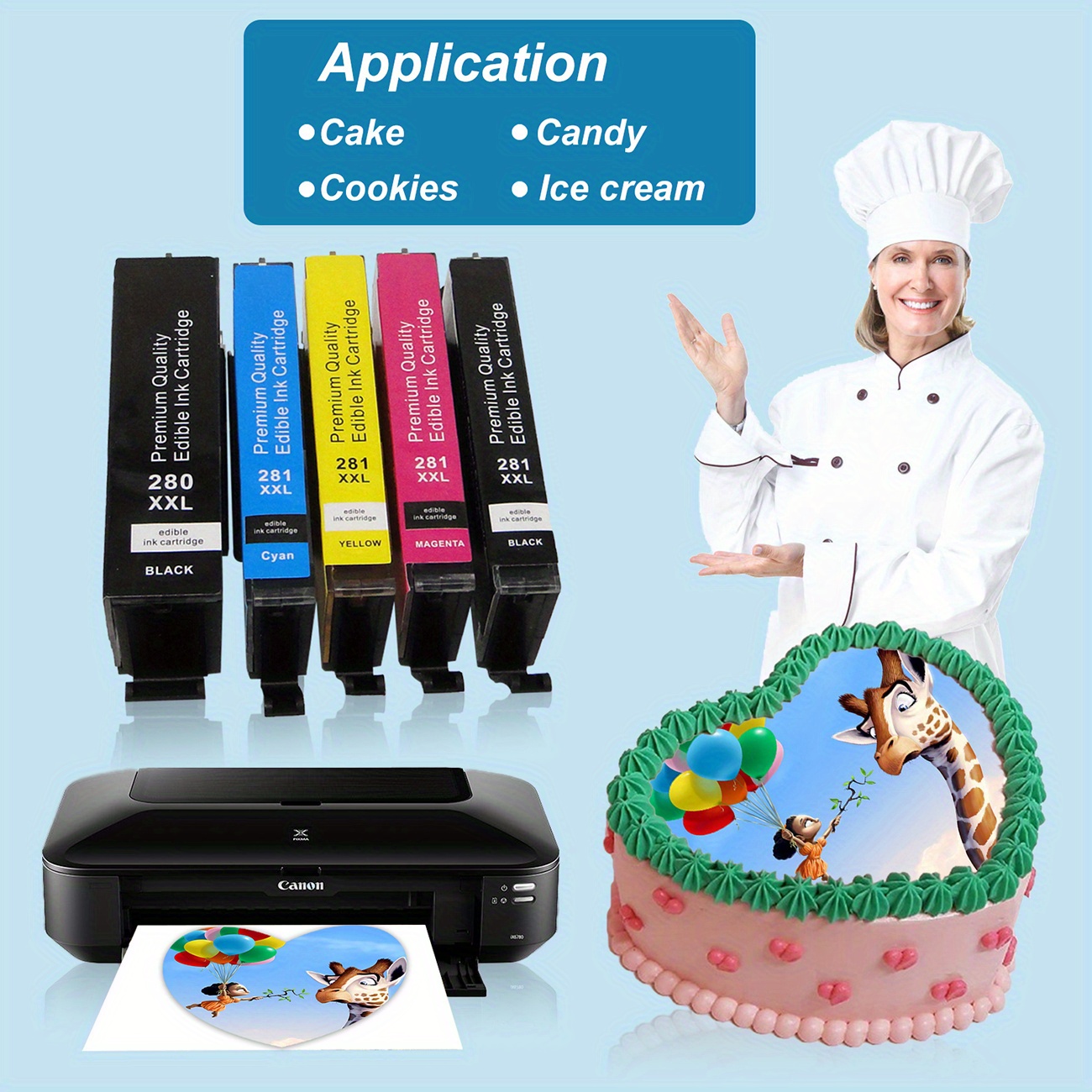 Canon PIXMA A3+ Edible Cake Photo Printer+650/651 Edible Ink Kit+25x Wafer  Paper | eBay