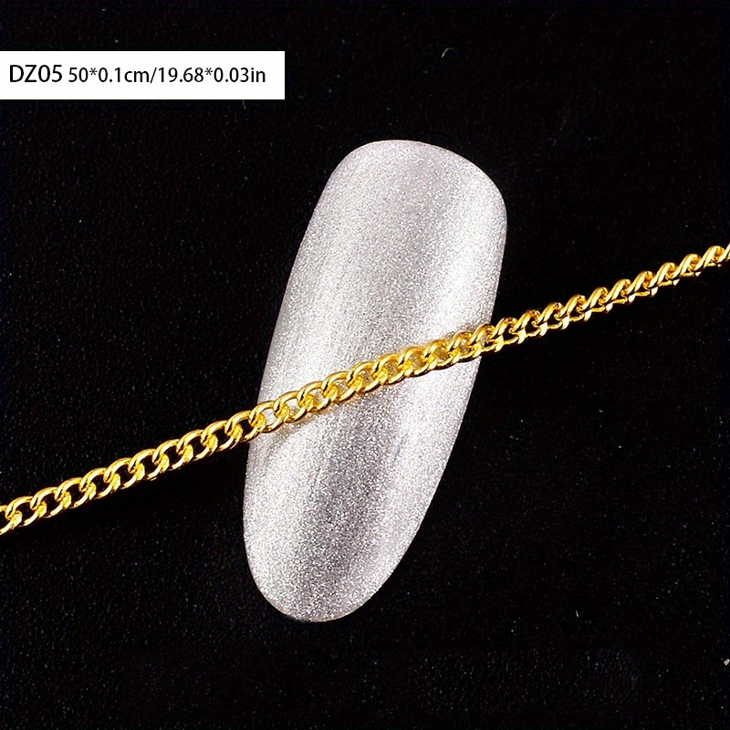 Metal Nail Art Chains Diy Decorations For Manicure Accessories Punk Beads 50cm
