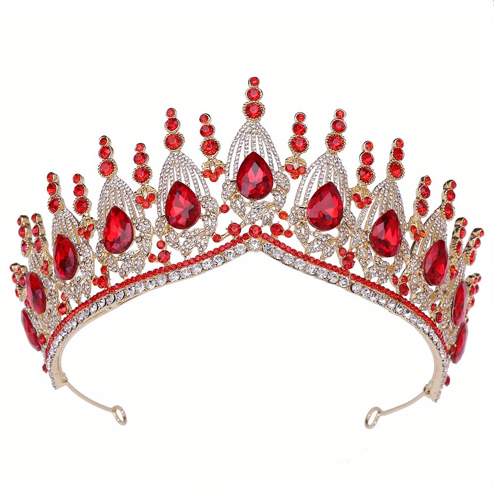 Baroque Style Rhinestone Crown Shiny Princess Bridal Tiara - Temu