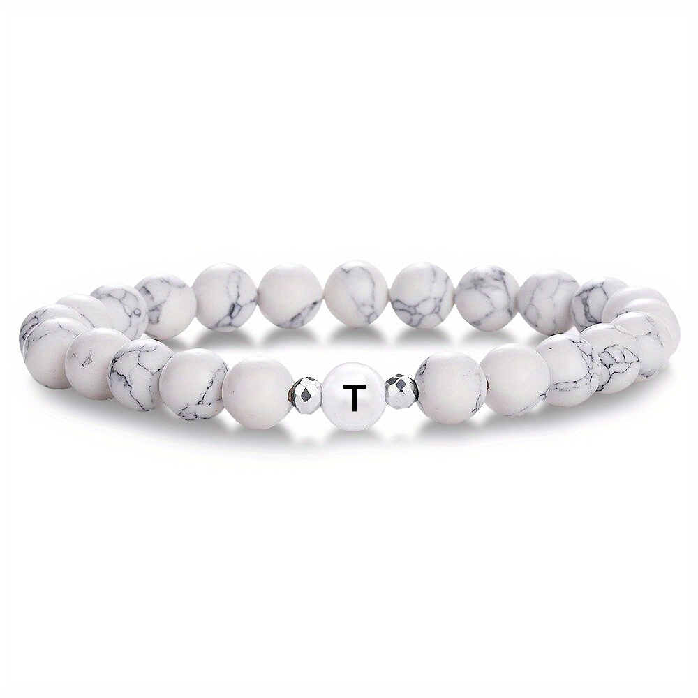 True Love Couple Bracelets- Howlite Beads Bracelet Set- Black Beaded Bracelet