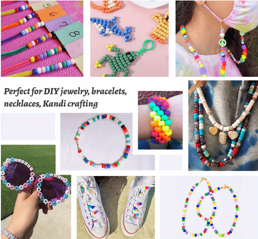 GMMA Pony Beads for Bracelets Making 1000 PCS Bulk Hair Beads for Braids  for Girls Beads for Crafts DIY Jewelry Making Supplies(Orange)