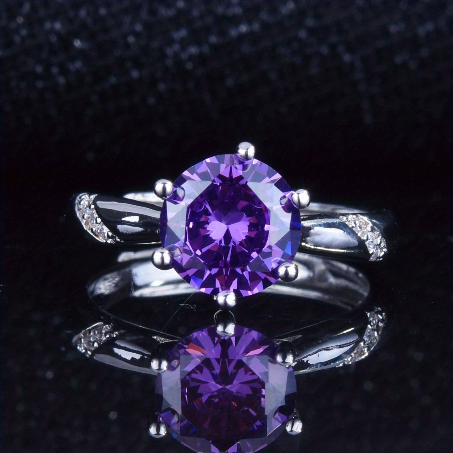 Bague Améthyste Argentée Taille 8 & 12 - Modèle R1705 - Neuve Avec étiquettes