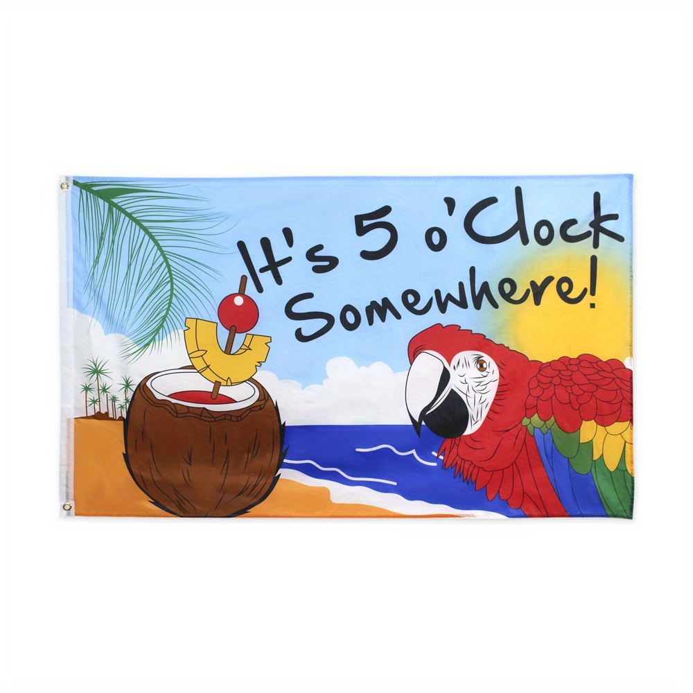 It's 5 O'clock Somewhere Party Parrot Flag, Party Bunner, Party ...