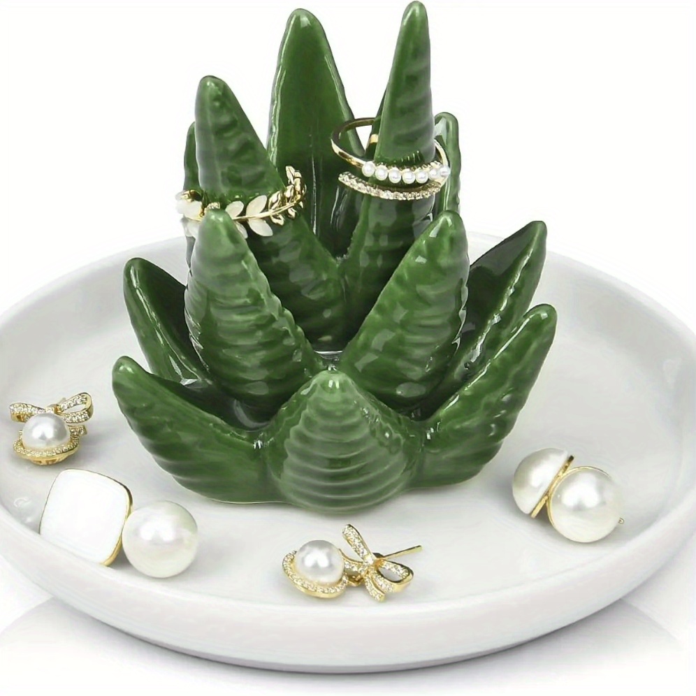 Cactus Plant Ring Stand Jewelry Holder 3D Printed Trinket Tray