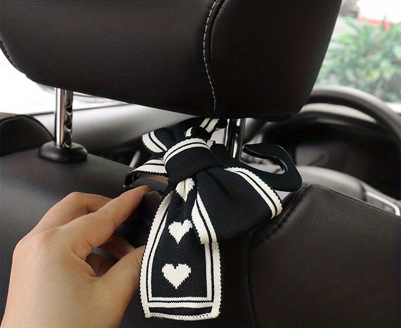 Tweed Bow and pearl Elegant Car Seat Hooks Hanger (2pcs) – Carsoda