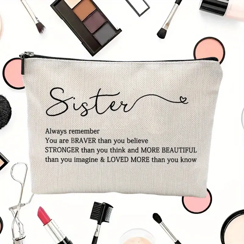 inspirational makeup organizer bag versatile cosmetic storage bag canvas zipper coin purse details 1