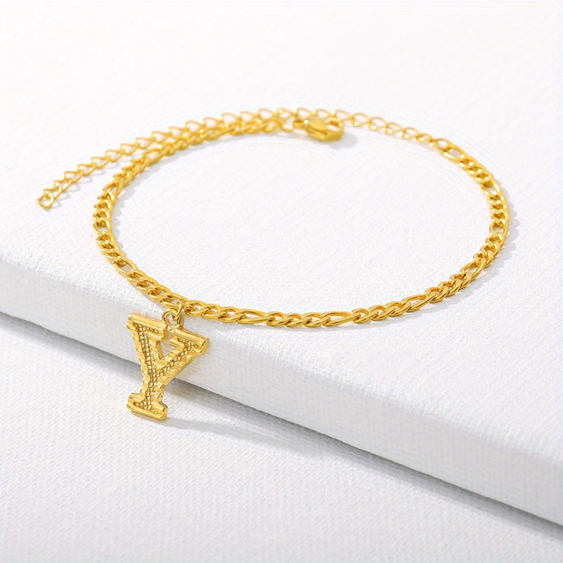26 Letter Pendant Chain Anklet Vintage Simple Ankle Bracelet Sweet Birthday  Mother's Day Graduation Gift - Temu