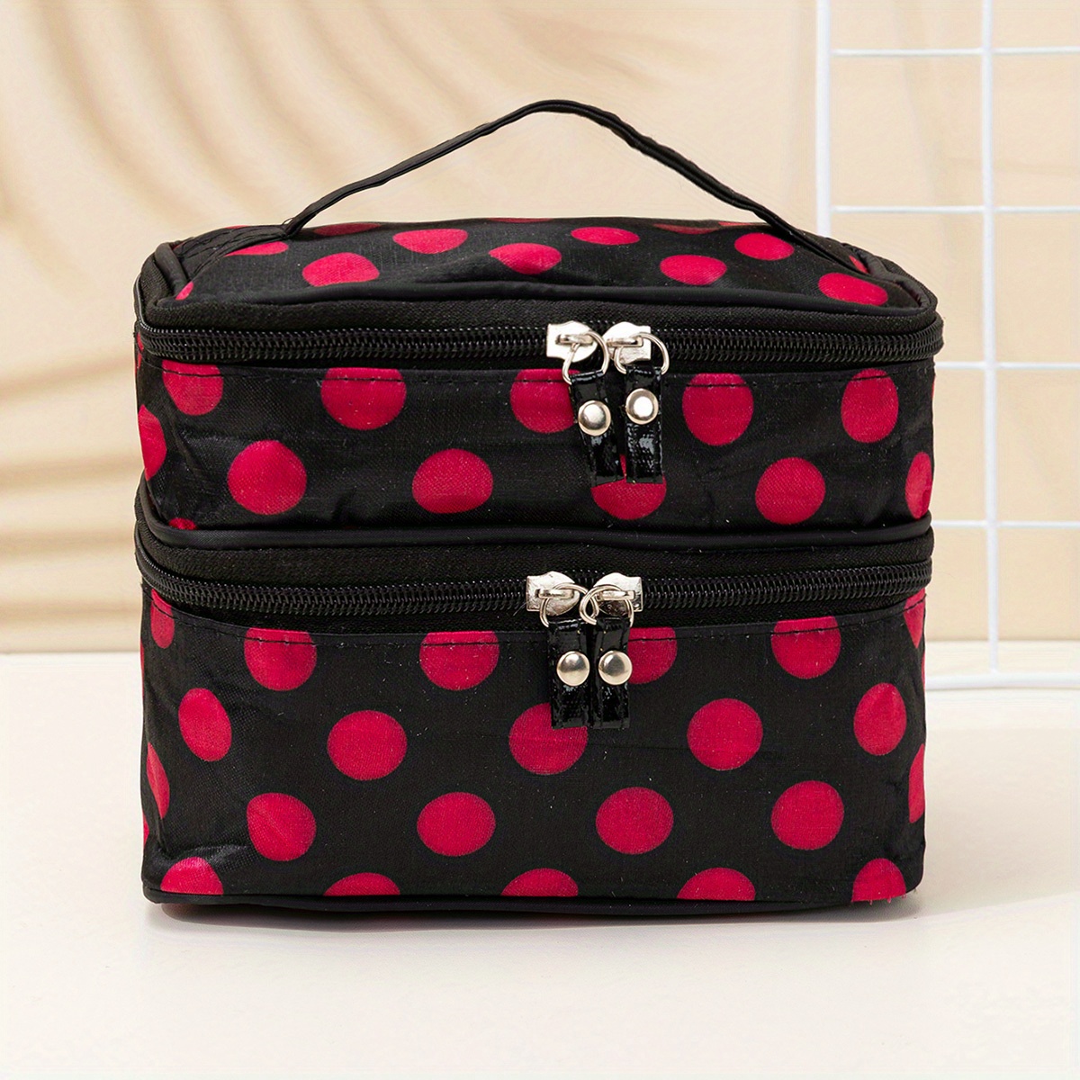Colorful Quilted Cosmetic Bag, Portable Toiletry Wash Pouch, Zipper Clutch Makeup  Bag With Heart Pattern - Temu