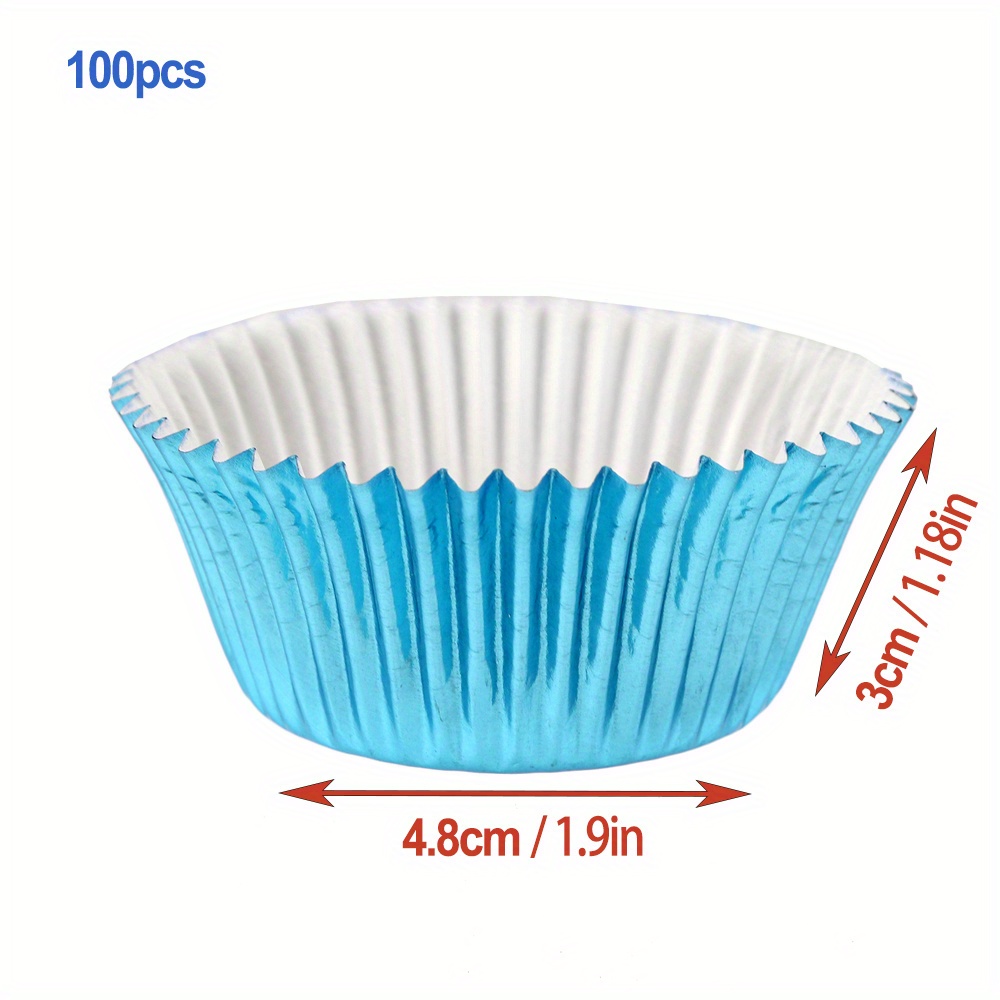 Foil Cupcake Liners Metallic Muffin Paper Cases Baking Cups Sliver Pack of  100,Aluminum Thickened Foil Cups Cupcake Liners Mini Cake Muffin Molds