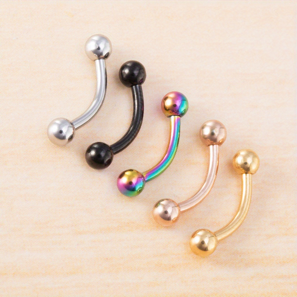 5pcs Curved Barbell 16G Stainless Steel Eyebrow Piercings Cartilage Stud  Navel Rings Piercing Belly Button Lip Ring Body Jewelry For Men