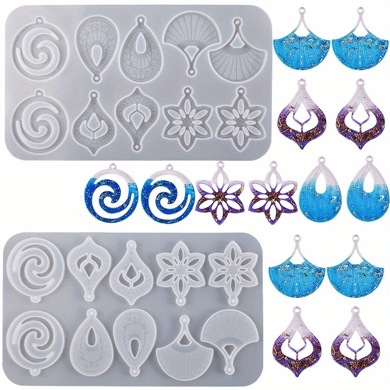 DIY Crystal Epoxy Resin Earrings Mold Water Pattern Wave Necklace