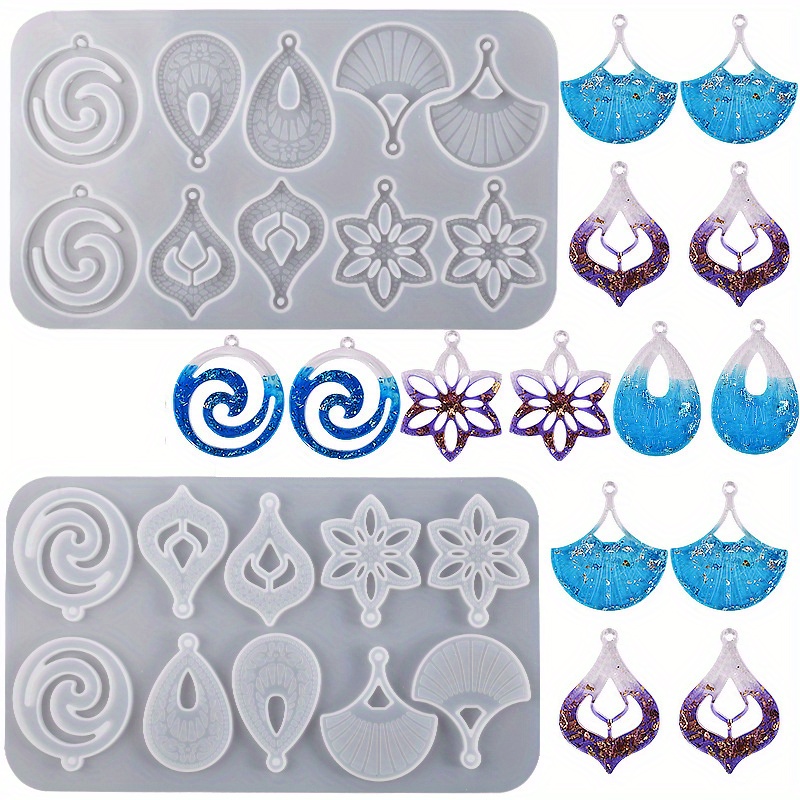 Versatile Silicone Resin Earring Molds, Set of 12