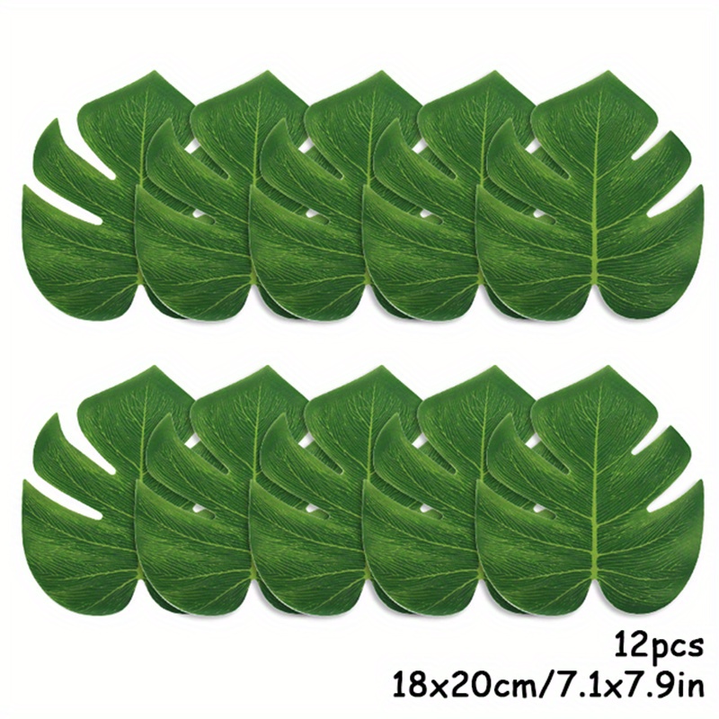 12pcs Tropical Palm Leaves for Summer Parties & Home Decor