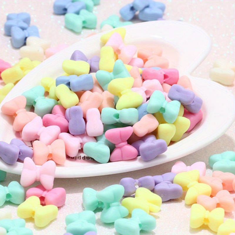 10pcs Of 9*10mm Spring-colored Frosted Acrylic Bow Beads For Bracelets, Necklaces, Phone Straps, Keychains, And Handmade Accessory Materials