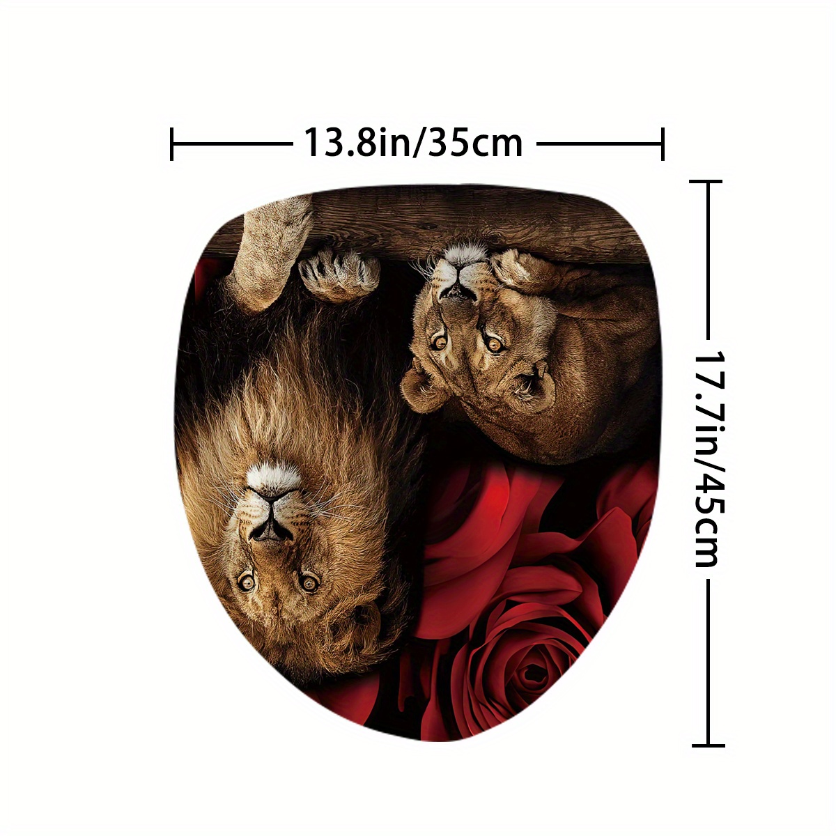 Waterproof Lion & Rose Flower Shower Curtain Set with 12 Hooks
