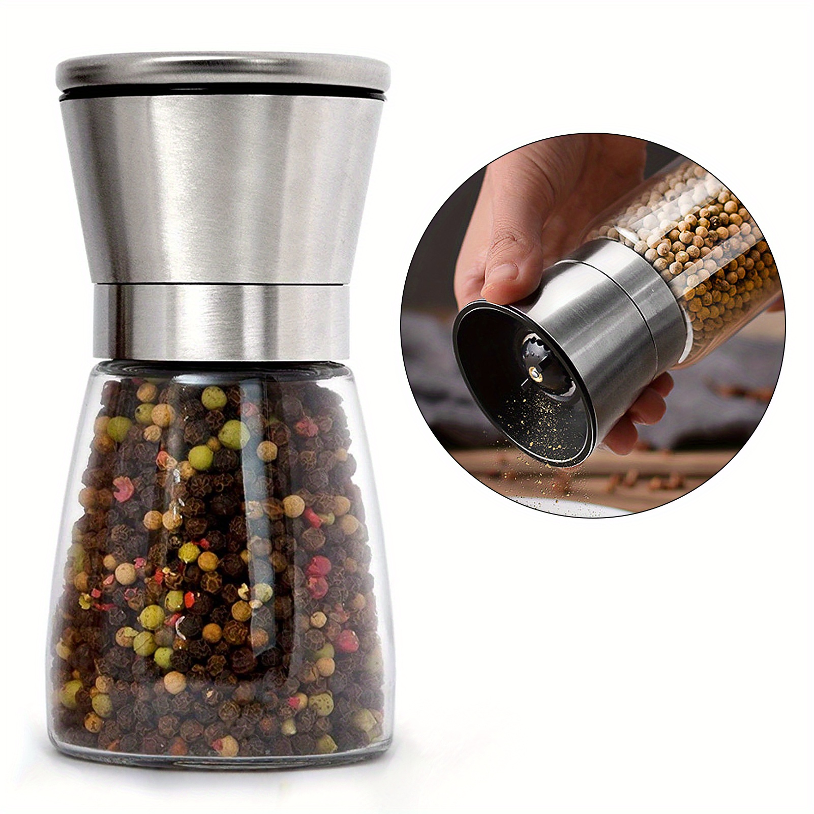 Pepper Grinder, Household Sea Salt Ginder, Electric Spice Grinder,  Automatic Sea Salt Crusher, Reusable Glass Seasoning Bottle, Kitchen  Gadgets, Kitchen Supplies - Temu