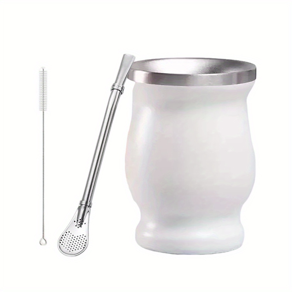 Yarbe Mateyerba Mate Stainless Steel Set - 8oz Cup With Bombilla &  Cleaning Brush