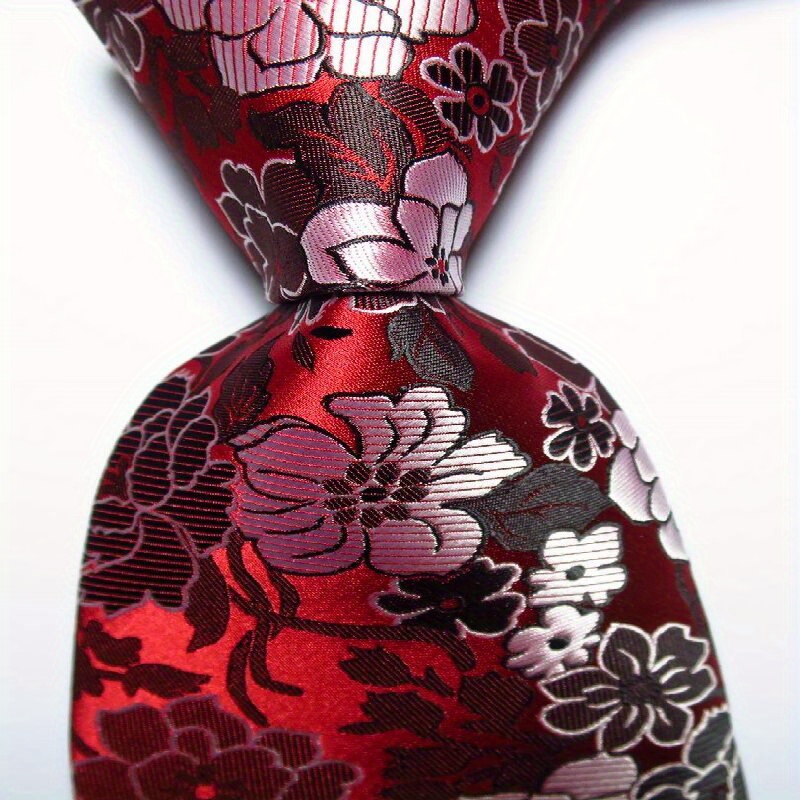 Traditional Floral Tie in Reds and Blacks