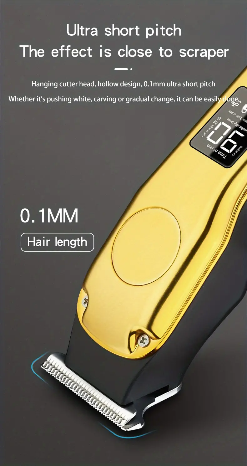 electric hair clipper with digital display professional haircut push engraving hair trimmer household electric clipper razor hair cutting machine details 8