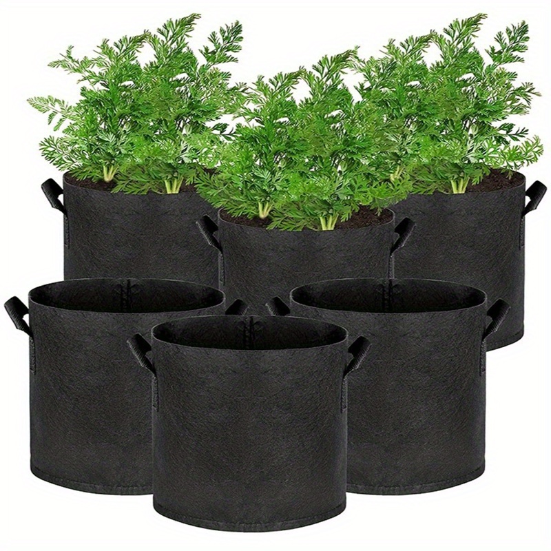 1pc Felt Planting Bag Plant Growth Bag With Handle Garden Balcony