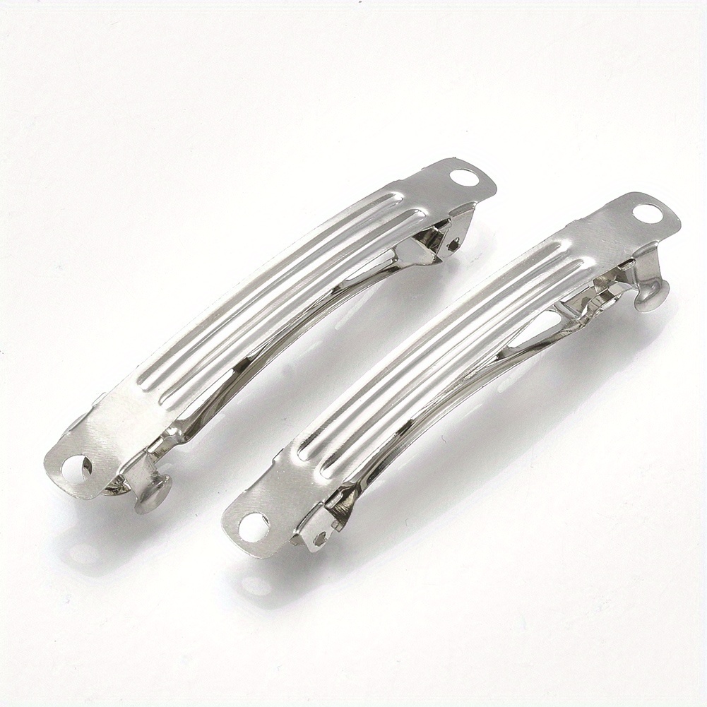 20pcs Minimalist Metal Hair Barrette Findings, Oblong French Hair Clip For Jewelry Making Accessories, Solid Color, Ideal For Festival - 59-97x6-10mm