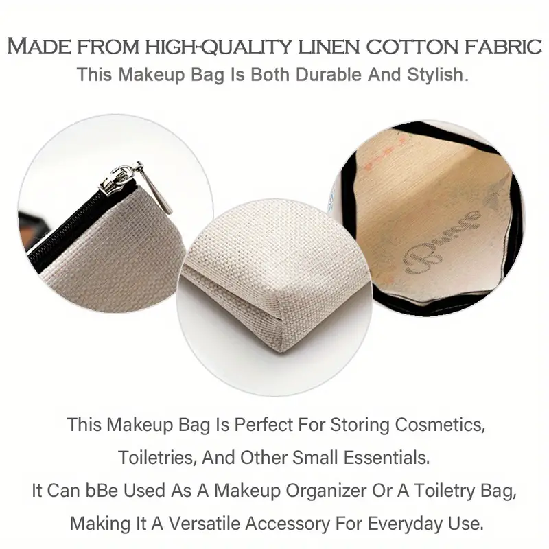 inspirational makeup organizer bag versatile cosmetic storage bag canvas zipper coin purse details 3