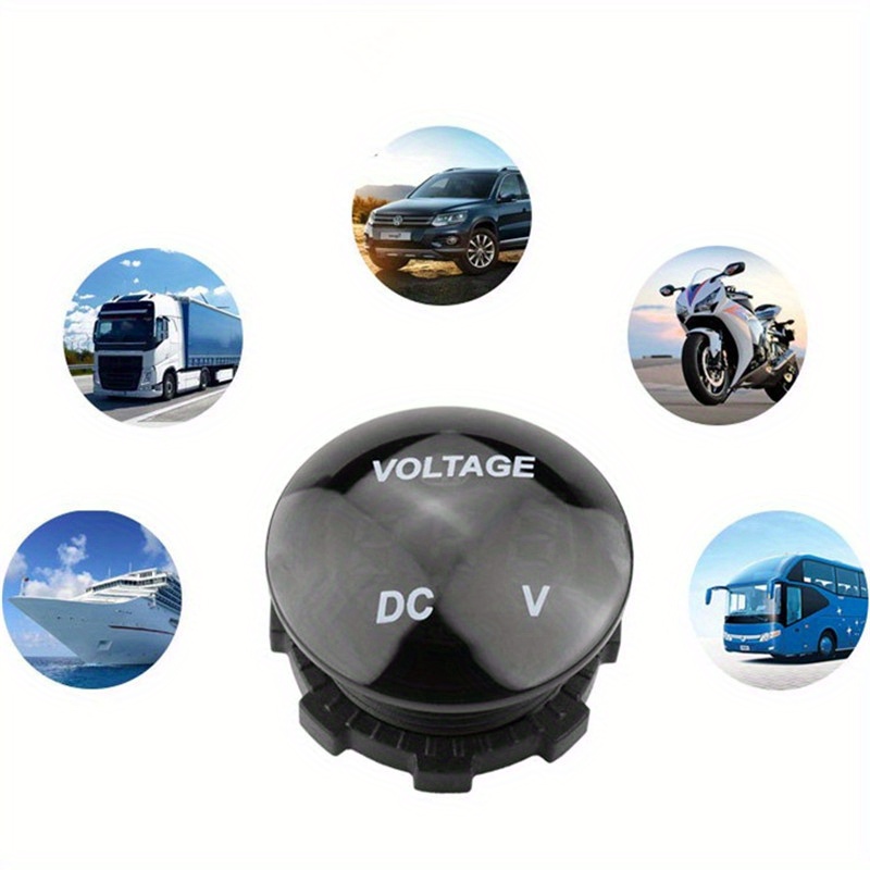 Voltímetro de coche resistente al agua DC 12 V 24 V con panel de pantalla  digital LED y placa de montaje, medidor de voltaje redondo con terminales