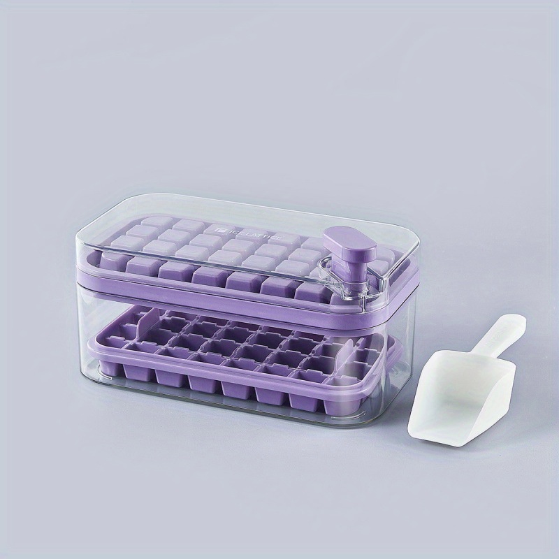 Ice Cube Tray With Lid And Container 32 / 64 Cavity Flexible - Temu