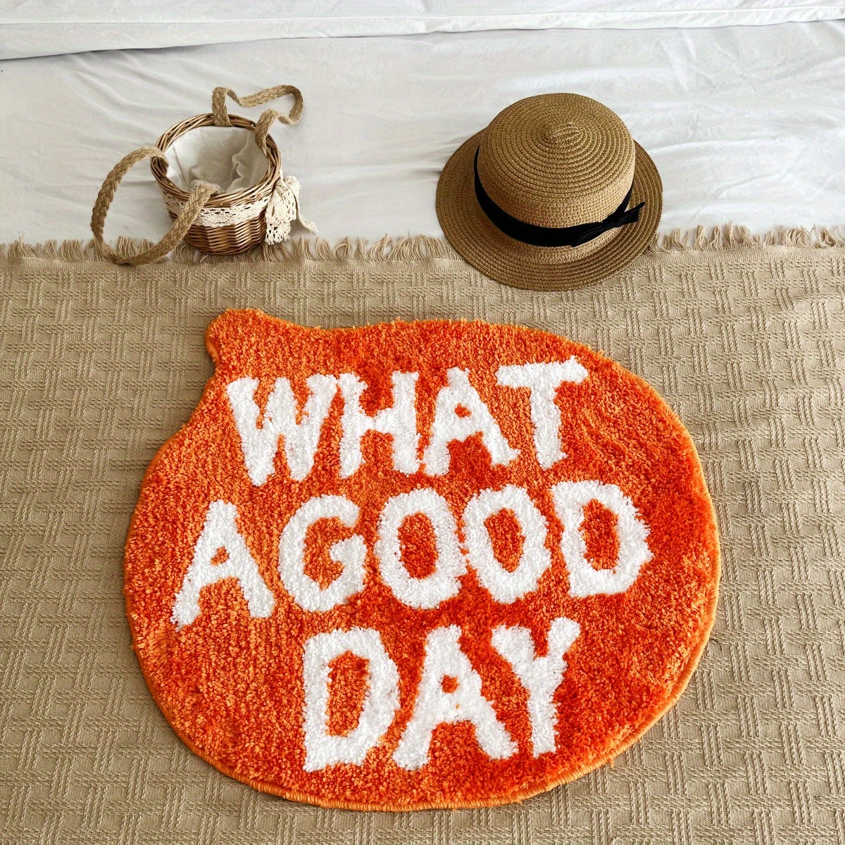 What A Good Day Positive Quote Decorative Orange Floor Mat Small Rug 45 x  50cm