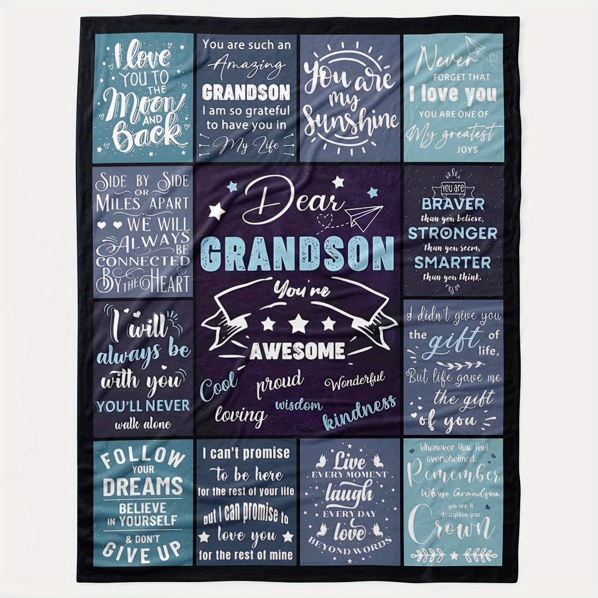 Grandson Flannel Blanket Grandson Gifts Grandma Grandpa Warm Temu