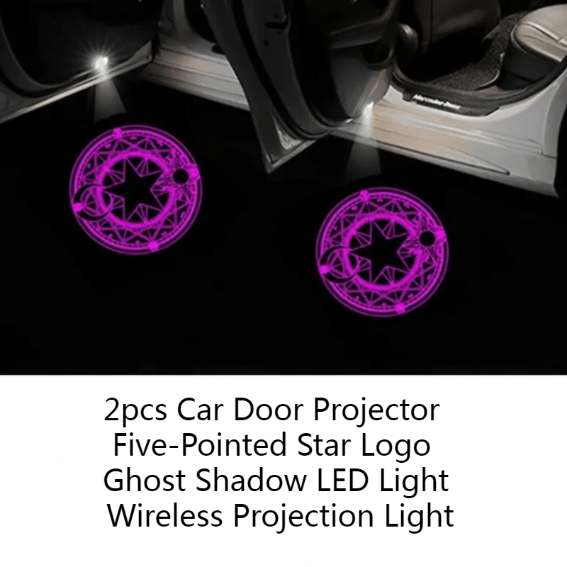 Car Door Projector Five-Pointed Star Logo Ghost Shadow LED Light Wireless  Projection Light