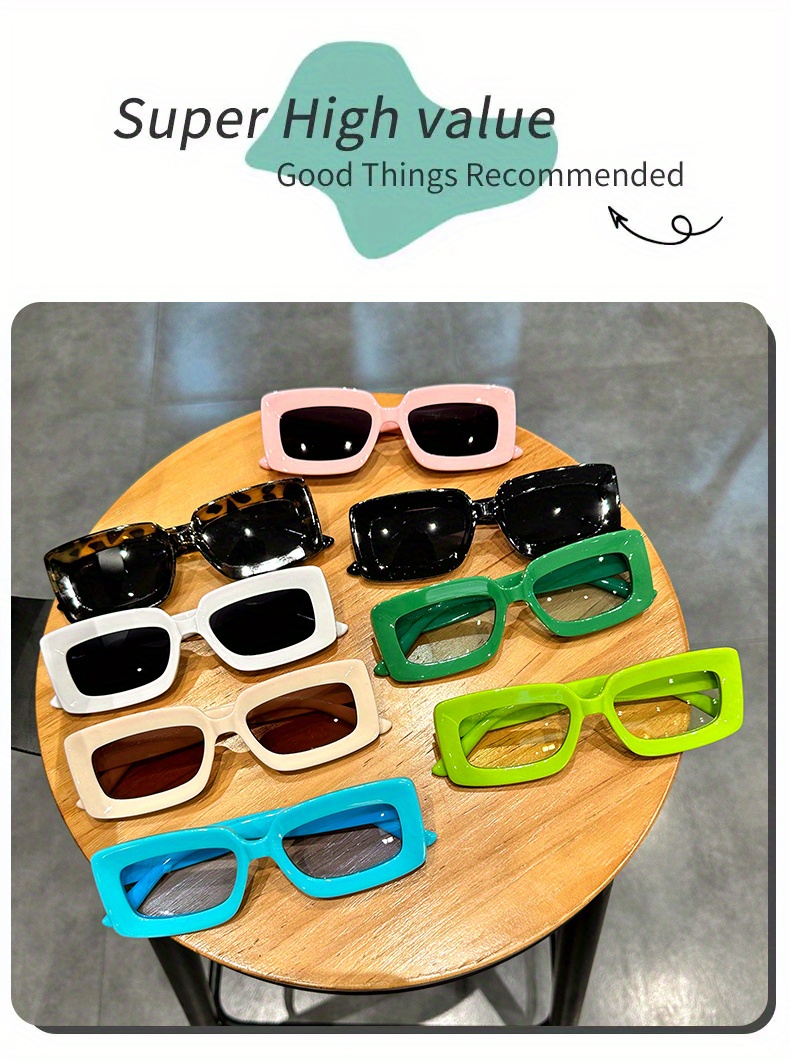 Y2k Rectangle Frame Fashion Sunglasses Women Men Candy Color - Temu