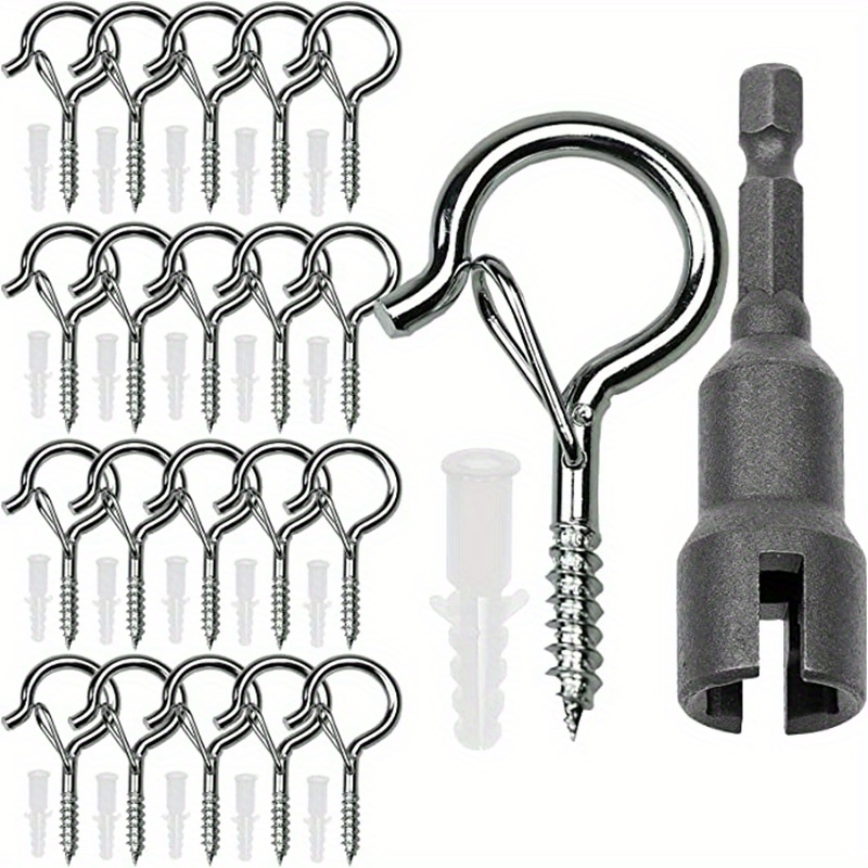 18 Pieces Ceiling Screw Hooks Lamp Holder Hooks Suitable For