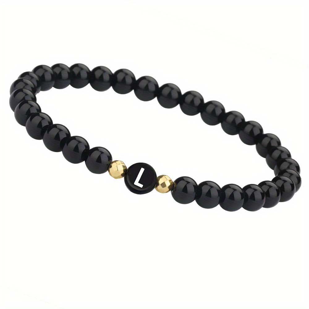 DIY A Z 26 Letter Bracelets Black White Stone Bead Couple Bracelet  Friendship Lucky Bead Bracelet Kids Family Gift From Oneng02, $0.56