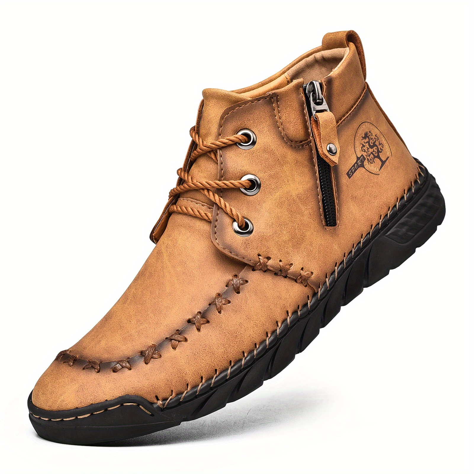 Flyland Men's Retro Casual Lightweight Wear-resistant Lace-up Ankle Boots  With Rubber Sole Yellowstone - Temu