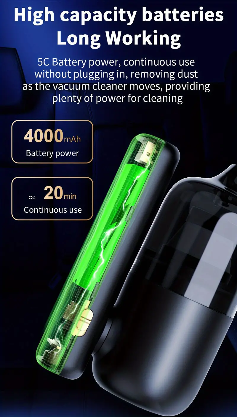 portable car vacuum cleaner cordless handheld vacuum cleaner for quick cleaning handheld vacuum cleaner cordless charging suitable for automotive homes and offices details 4